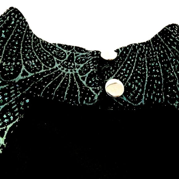Sparkling Bodycon Dress Black Green Spiderweb Sexy Sally UK Size 8 USA 4 - Picture 4 of 10